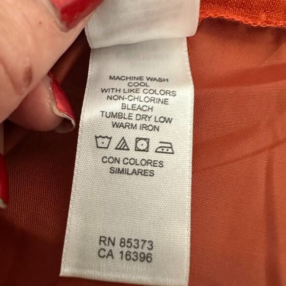 Emma James Liz Claiborne Faux Wrap Button Maxi Skirt Orange Linen Blend Size 16 - Picture 9 of 11